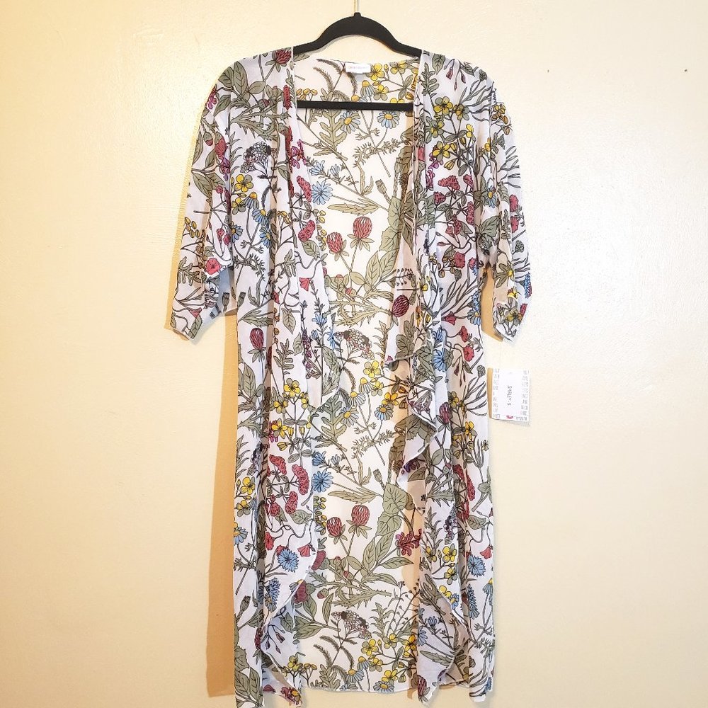 Lularoe Shirley Kimono Spring Floral Print Sheer